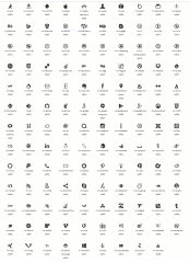Glyph set for the icon font